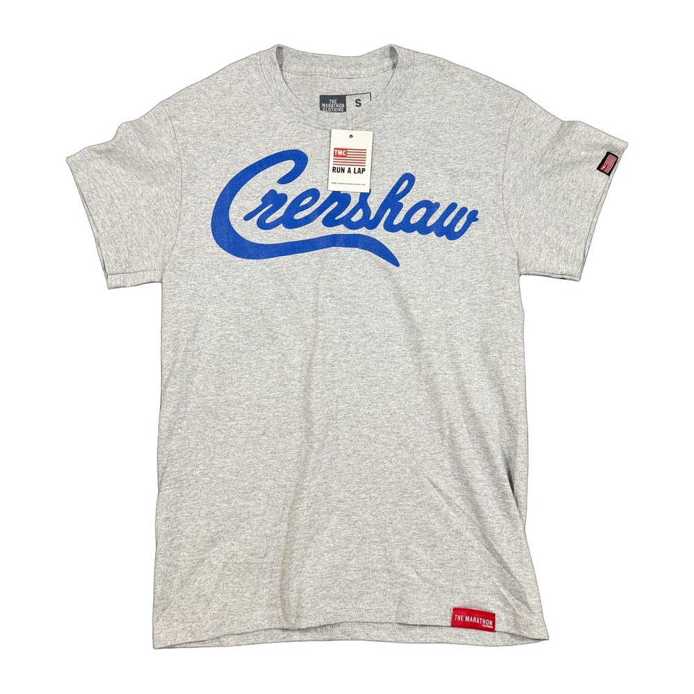 The Marathon Clothing Crenshaw Streetwear T Shirt Small Grey Blue Print NWT